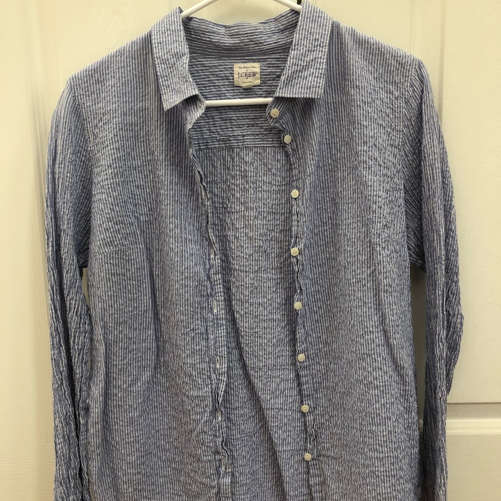 J CREW Seersucker Button Down Shirt